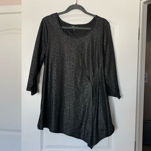 Lane Bryant Black Asymmetrical Metallic Top